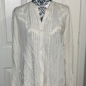 Pleated front button up blouse